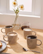 famiware Coffee Mugs for 4, 13 oz Mug Set, Dringking Cup with Handle for Coffee, Tea, Cocoa, Milk, Milkyway series, Cinnamon Brown