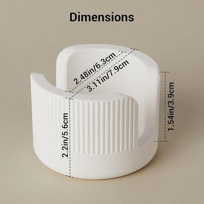 Quick Drying Diatomite Stone Sponge Holder, Compact Sponge Caddy for Kitchen Sink Counter, Water-Absorbing Round Organizer with Wide Slot, 1 Pack, White