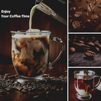 Clear Glass Coffee Mugs Set of 4, 16 OZ Large Glass Beer Cups with Handle,Bottom Nine-Sided Diner Mug for Men and Women Hot Beverages,Tea, Cappuccino, Latte, Espresso, Juice Mothers