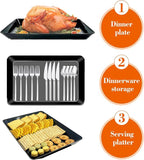 Serving Tray Platter, 2 Pcs Food Tray for Veggie Fruit Snack Dessert Cookie Cheese, Food Trays for Party Supplies Display, Plastic Platters for Serving Food, Large Trays, BPA Free