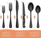 72-Piece Black Silverware Set, Umite Chef Flatware Set with Steak Knives for 12, Food-Grade Stainless Steel Cutlery Set, Includes Spoons Forks Knives, Kitchen Cutlery for Home Office Restaurant Hotel