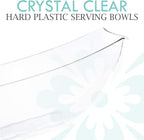 PLASTICPRO Disposable 64 ounce Square Serving Bowls, Party Snack or Salad Bowl, Large Plastic Crystal Clear Pack of 4