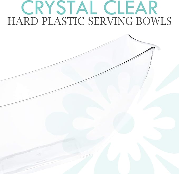 PLASTICPRO Disposable 64 ounce Square Serving Bowls, Party Snack or Salad Bowl, Large Plastic Crystal Clear Pack of 4