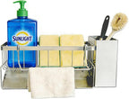 Sponge Holder for Kitchen,soap dispenser holder,multifunctional Stainless Steel sink caddy with Brush Holder,bathroom sink Organizers for Essentials,hand sanitizer holder,toothbrush Toothpaste holder