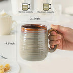 MEKY Ceramic Coffee Mugs Set of 6, 15oz Coffee Cups for Office and Home, Latte Mug Set for Birthday Thanksgiving Housewarming Gift, Dishwasher Microwave Safe, Brown