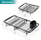 Urackify Expandable in Sink Dish Drying Rack - Adjustable Dish Rack Over Sink, Rustproof Dish Drainer for Kitchen Counter, Dish Strainer with Utensil Holder, Fit Kitchen for 13"-18"