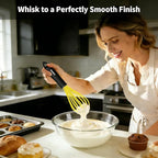 Anaeat Silicone Whisk, Thick Stainless Steel Wire Inner Heat Resistant - Kitchen Whisks for Non-Stick Cookware, Balloon Egg Beater for Whisking, Blending, Beating, Frothing & Stirring (Yellow)