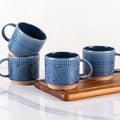 GBhome 16OZ Stackable Coffee Mugs, Ceramic Coffee Mugs with Texture Patterns for Man,Woman,Dad,Mom, Modern Coffee Mugs Set of 4 for Latte/Cappuccino/Cocoa. Dishwasher&Microwave Safe