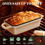 Enameled Cast Iron Sourdough Bread Dutch Oven, Cast Iron Loaf Bread Pan for Homemade Bread Baking, 2PCS 9 x 5Inch Meatloaf Pan with Lid, Oven Safe, Cream
