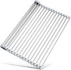 Tomorotec Stainless Steel Roll-Up Dish Drying Rack Marble Color Silicone Edges, Foldable Kitchen Rack Heat Resistant Trivet Supports up to 70 lbs, Food Safe for Dishes, Cookware & More