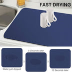 WISELIFE Dish Drying Mat Super Absorbent Drying Mat Large Dish Drying Mats for Kitchen Counter Easy Clean Dish Mat Kitchen Drying Mat18"x 32" Classic Blue