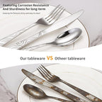 20PCS Silverware Set Service for 4, Premium 18/0 Stainless Steel Cutlery Set, Mirror Polished Flatware, Modern Kitchen Eating Utensils for Home, Restaurant, Wedding, Party