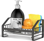 BSKSSK Sink Caddy, Sponge Holder for Kitchen Sink, Bathroom Sink Organizer, 304 Stainless Steel Kitchen Countertop Organizer Soap Tray with Removable Drain Tray-Black