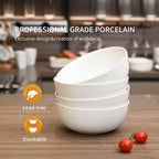 WishDeco Cereal Bowls Set of 4, White Soup Bowls 20 oz, Ceramic Breakfast Bowl 6 Inch, Kitchen Bowl for Salad, Pasta, Ramen, Oatmeal, Noodle, Rice, Microwave and Dishwasher Safe