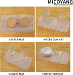 MicoYang Silicone Dish Drying Mat for Multiple Usage,Easy clean,Eco-friendly,Heat-resistant Silicone Mat for Kitchen Counter or Sink,Refrigerator or Drawer Liner Translucent S 12 inches x 6 inches