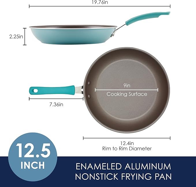 Rachael Ray Cook + Create Nonstick Frying Pan/Skillet, 12.5 Inch, Agave Blue