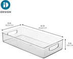 iDesign Stackable Clear Plastic Extra Long Pantry Organizers and Cabinet Storage Bins for Kitchen, 2-Pack