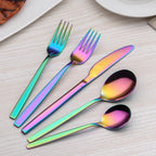Berglander Rainbow Silverware Set 20 Pieces Service for 4, Colorful Titanium Plating Stainless Steel Flatware Sets, First Apartment Must Have Cutlery Utensils Set, Dishwasher Safe