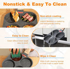 4-Cup Egg Pan Nonstick, Healthy Aluminum Omelette Pan, Breakfast Omelette Skillet for Fried Eggs Cooker, Pancakes, Suitable for Gas Stove & Induction Cookware