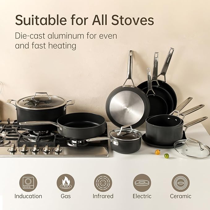 MsMk Nonstick Frying Pan, 12 InchTitanium and Diamond Non Stick Pan, Sturdy and Durable Skillet Nonstick, for Various Stove Type, Dishwasher Safe For Home Use