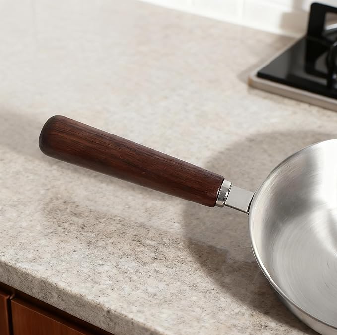IMEEA 6.3-Inch Egg Pan Omelet Pan SUS304 Stainless Steel Small Frying Sauce Pan with Wodden Handle