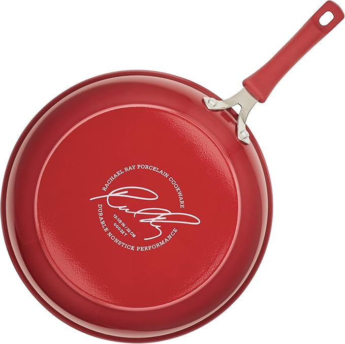 Rachael Ray Cook + Create Nonstick Frying Pan/Skillet, 12.5 Inch, Red