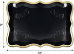 Gift Boutique 10 Black Rectangle Trays with Gold Rim Border for Dessert Display Table Parties 9" X 13" Disposable Paper Cardboard for Platters Cupcake Displays Birthday Party Weddings Food Safe