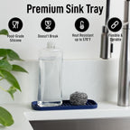 Zulay Kitchen (9x3.5) Silicone Sponge Holder for Kitchen Sink - Flexible Multipurpose Soap Tray - Sink Organizer for Kitchen, Bathroom, Makeup, Trinkets & More (Dark Blue)