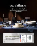 Famiware Star 12-Piece Stoneware Dinnerware Sets for 4, Reactive Glaze Plates and Bowls, Modern Rustic Dishes for Everyday & Formal Use, Chip/Scratch Resistant, Microwave/Dishwasher Safe, Deep Forest