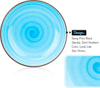 KitchenTour Large Pasta Bowls 34 oz, Ceramic Salad Serving Bowls Set of 6, 8.6 Inch Wide and Shallow for Soup- Dishwasher and Microwave Safe, Assorted Cool Colors