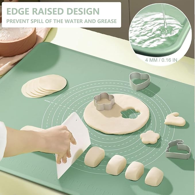 Silicone Mats for Baking 26" x 18" Pastry Mat with Measurements Extra Thick Baking Mat for Rolling Out Dough,Bread,Pie,Cookies,Sourdough,Pizza and fondant,Food Grade Dough Mat