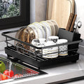 Dish Drying Rack, Dish Racks for Kitchen Counter, Large Capacity Dish Drainers with Cutlery Holder, Kitchen Organizer for Dishes, Spoons and Forks, Black