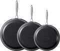 UUKRAVE Ceramic Nonstick Skillets Set (8"/9.5"/11") - Omelette Pans & Egg Pan for Healthy Cooking, Stay-Cool Handle, PFAS/PFOA/PTFE-Free, Oven/Dishwasher Safe for Busy Kitchen, Stackable, Black
