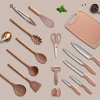 RAXCO Utensil Sets,18-Piece Silicone Cooking Utensils and Kitchen Accessories with Holder,Mousse