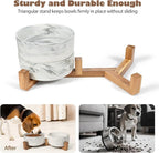 Dog Bowls Set with Wood Stand, 3.6-Cup Ceramic Pet Bowls for Medium Dogs, Weighted Food Water Bowl Set for Dog and Cat