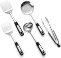 Stainless Cooking Utensils,Heavy-Duty Thickened Cooking Utensils,Kitchen Tools Include Solid & Slotted Spatula,Soup Ladle,Egg Whisk,Tongs,Skimmers