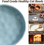 WROSWT Non-Slip Cat Food Bowl,Healthy Ceramic Cats Bowls with Silicone Bottom, Anti-Whisker Fatigue Cat Dishes Set, Shallow & Wide Kitten Plates for Food and Water, 4 Pack