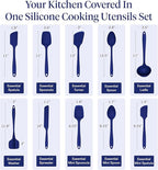 GIR: Get It Right 10-Piece Silicone Essentials Kitchen utensils set - Ladle, Spatula, Flip, Spoon & Spoonula - Non toxic cooking utensils for Nonstick Cookware, Cooking and Baking - Royal Blue