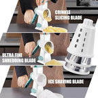 KEOUKE Rotary Cheese Grater Pro 6 in 1 - Shredder Crinkle Slicer Grinder Ice Shaver, Stable Suction, Time-saving Easy Use & Clean, Safe Morden Kitchen Tool for Cheese, Vegetable, Nuts, Chocolate