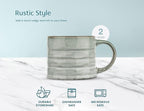 KooK Glazed Coffee Mugs, Ceramic, Microwave & Dishwasher Safe, 13 oz, Java/Slate Lined, Set of 2