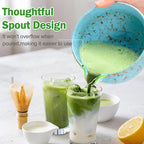 MONOJOY Matcha Bowl and Whisk Set, BPA-Free – Multi-Layer Ice-Crackle Ceramic Chawan with Spout, Bamboo Chasen, Holder, Scoop & Sifter | Japanese Ceremonial Matcha Tea Kit for Lattes & Beginners