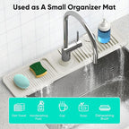 24'' Faucet Mat for Kitchen Sink [5°Slope Fast Self-draining] Faucet Mat Kitchen Sink Splash Guard Silicone Sink Faucet Mat Splash Guard Kitchen Sink Area Tidy Splash Faucet Guard Draining Mat-Beige