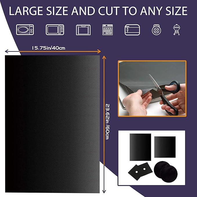 Oven Liners Mat for Bottom of Oven, 3 Pack Large Reusable Teflon for Bottom of Electric Oven Gas Oven Toaster Oven Microwave Stove Grill, 100% Non-Stick, BPA and PFOA Free, 23.62x15.75 in