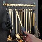 Gold Cooking Utensils Set, Kyraton Stainless Steel 37 Pieces Kitchen Utensils Set with Titanium Gold Plating, Kitchen Gadgets Tool Set with Utensils Racks Heat Resistant Dishwasher Safe