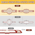 HOTEC Silicone Bread Sling for Dutch Oven - 2 Pack Non-Stick Baking Mat with Long Handle Easy to Transfer Sourdough Bread, Reusable Heat Resistant to 500°F/260°C Dutch Oven Liners Baking Supplies