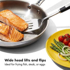 Stainless Steel Cooking Spoon Set, Heavy-Duty Thickened Cooking Utensils – Solid & Slotted Turner, Solid & Slotted Spoon, Metal Spatula Set for Kitchen