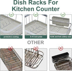 LIYI Drying Rack Tableware,Stainless Steel Drying Rack,304 Stainless Steel Drainage Material,Plastic Drainage Board,Knife and Fork Box,Intelligent Drainage Structure,Grey
