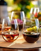 LUXU Stemless Wine Glasses(Set of 4)-20 oz,Crystal Wine Cups for Red or White Wine,Large Water Juice Glasses,No Stem Glass Beverage Cups,Clear Drinking Tumblers for Any Occasion