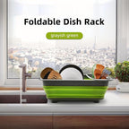 THANSTAR Collapsible Dish Drying Rack for RV Campers Portable Dinnerware Drainer Organizer for Kitchen Travel Trailer-Green