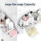 NESOMI Shower Caddy Adhesive Shower Organizer 7-Pack, Rustproof Stainless Steel Bathroom Shelves, Large Capacity No-Drill Rack Storage Accessories with Soap Dish Toothbrush Holder Hooks